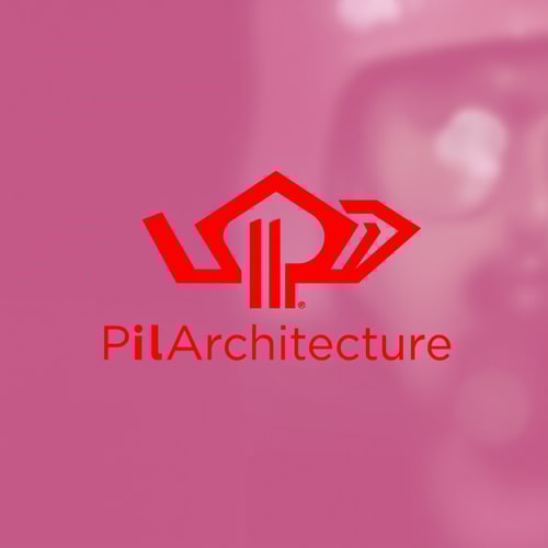AI Design for Logo design for an architectural design company named "Vincent PilArchitecture: A Holistic Contemporary Modern Filipino Architectural Design Company" in vibrant red colors, unique font, intriguing logo. The logo must also invoke fun, professionalism, adventure and tropical themes. Invoking command, respect, and wisdom. 