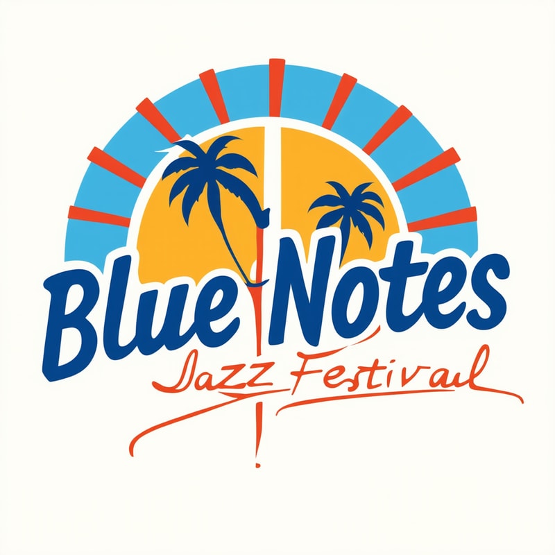 Create a vibrant, dynamic logo for a summer jazz festival named “Blue Notes.”