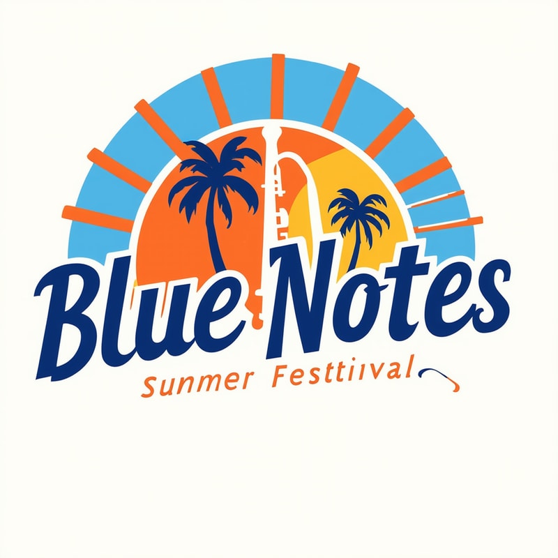 Create a vibrant, dynamic logo for a summer jazz festival named “Blue Notes.”