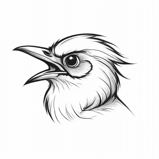 bird sketch looking straight