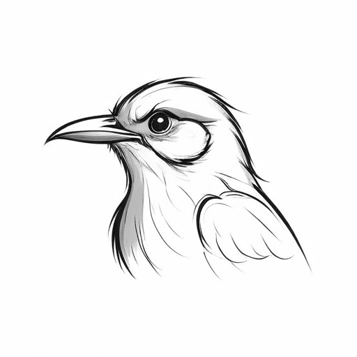 bird sketch looking straight