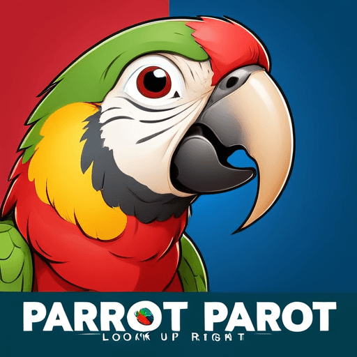 Professional logo design. parrot looking up right, close up , text PaRot <lora:sdxlbase20:1>