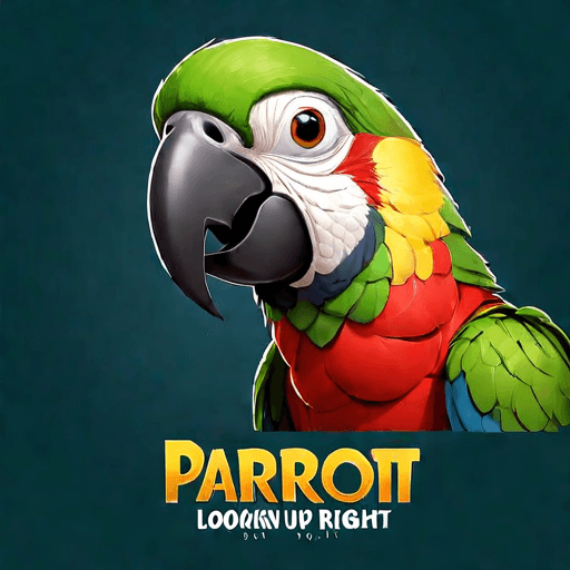 Professional logo design. parrot looking up right, close up , text PaRot <lora:sdxlbase20:1>