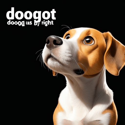 Professional logo design. dog looking up right, close up , text DoGoot <lora:sdxlbase20:1>