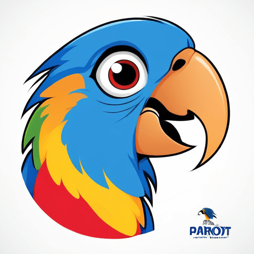 Professional logo design. parrot looking up right, close up , text PaRot <lora:sdxlbase20:1>