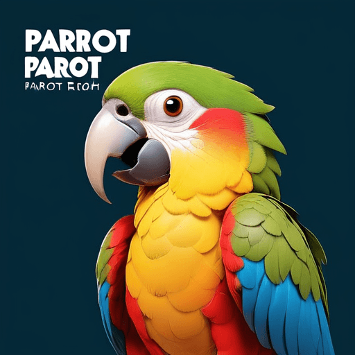 Professional logo design. parrot looking up right, close up , text PaRot <lora:sdxlbase20:1>