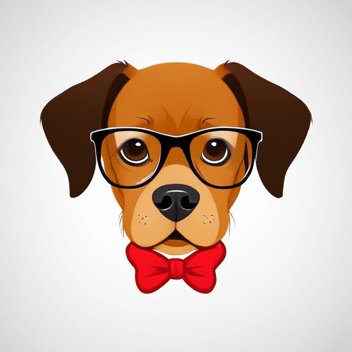 Professional logo design. dog with glasses <lora:sdxlbase20:1>