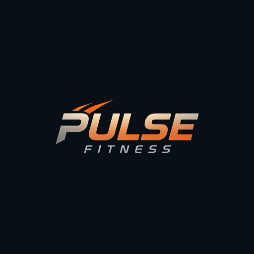 Professional logo design. Design a modern and energetic logo for "Pulse Fitness," with bold typography and movement-inspired shapes to evoke strength and activity.