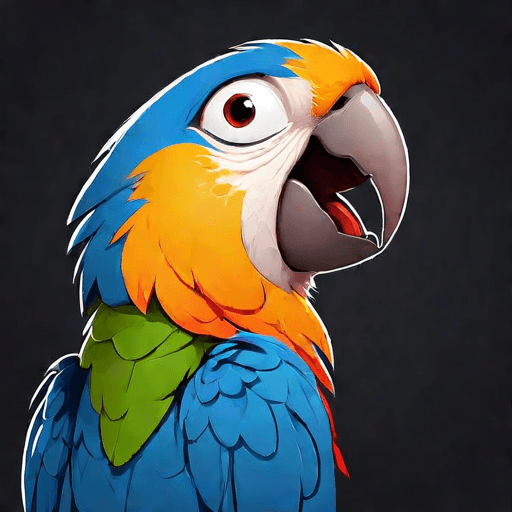 Professional logo design. parrot looking up right, close up , text PaRot <lora:sdxlbase20:1>