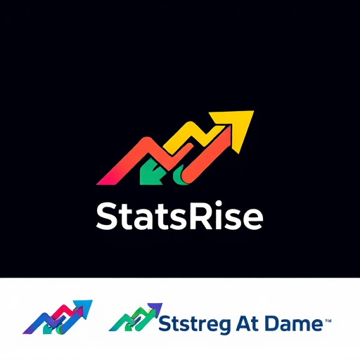 Professional logo design. concept logo of a arrow. colorful playful theme. with the text 'StatsRise' 