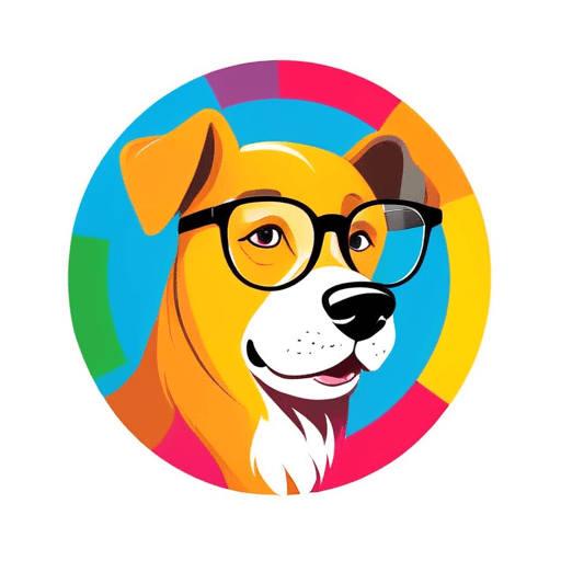 Professional logo design. dog with glasses, looking sideways, colorful <lora:sdxlbase20:1>