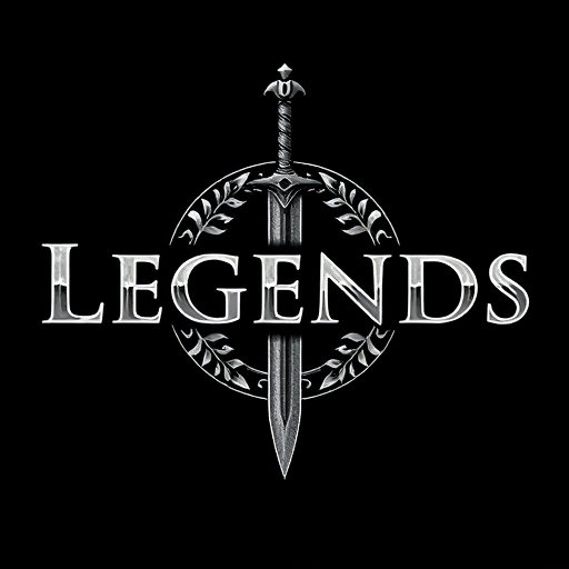 Professional logo design. old age sword with text 'Legends'. make it epic.