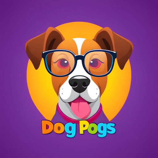 Professional logo design. dog with glasses, looking sideways, colorful <lora:sdxlbase20:1>