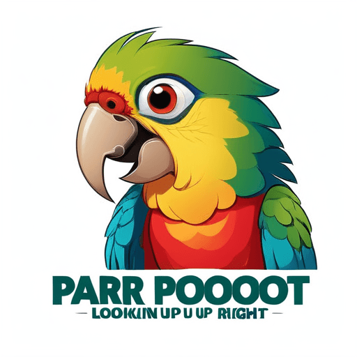 Professional logo design. parrot looking up right, close up , text PaRoot <lora:sdxlbase20:1>