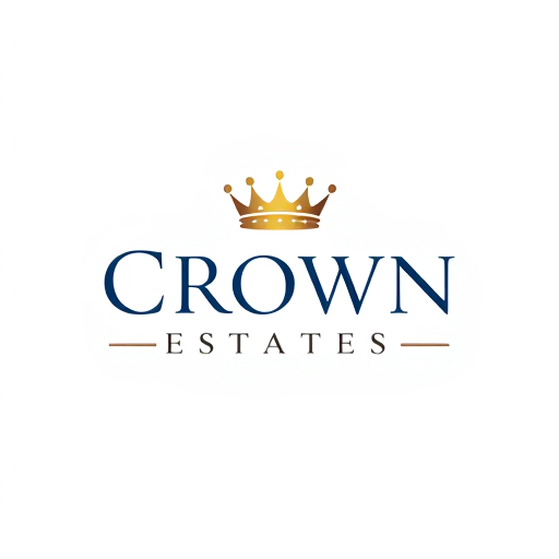 Professional logo design. Create a regal logo for "Crown Estates," with serif fonts and a crown icon for a touch of luxury.