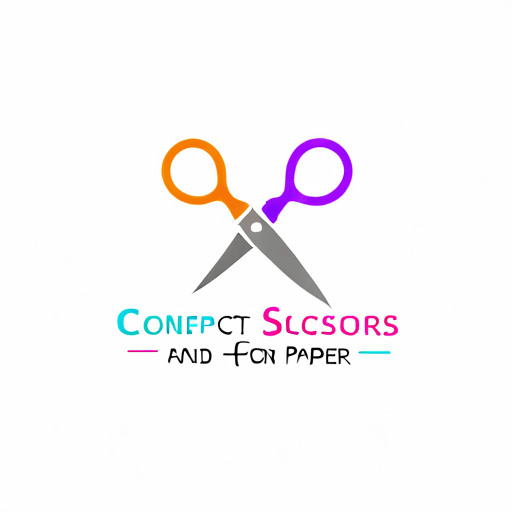 Professional logo design. conecpt of scissors and paper for crafts logo. colrful <lora:sdxlbase20:1>