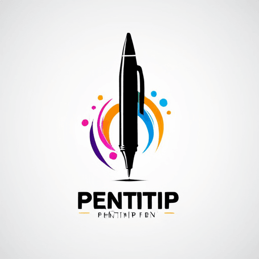 Professional logo design. abstract logo for PenTip company. abstract pen tip for drawing. Add the words PenTip <lora:sdxlbase20:1>