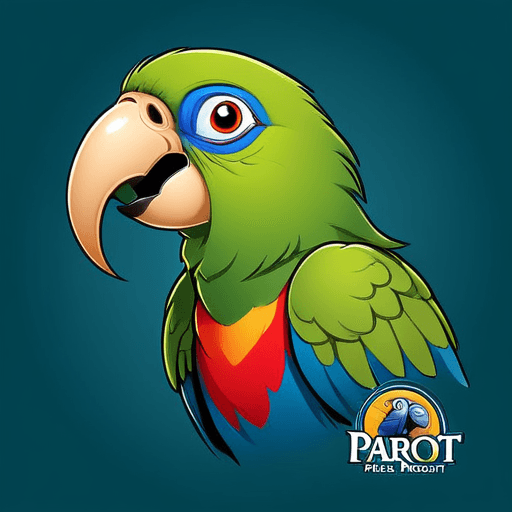 Professional logo design. parrot looking up right, close up , text PaRot <lora:sdxlbase20:1>