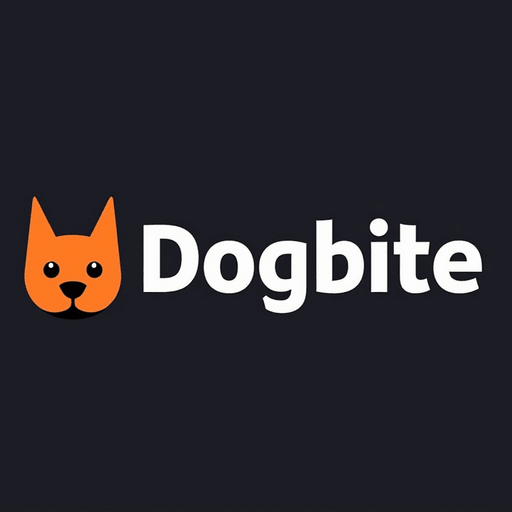 Professional logo design. wordmark logo. text 'DogBite'. creative bite inside one of the letters