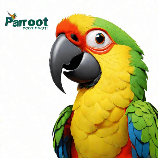 Professional logo design. parrot looking up right, close up , text PaRoot <lora:sdxlbase20:1>
