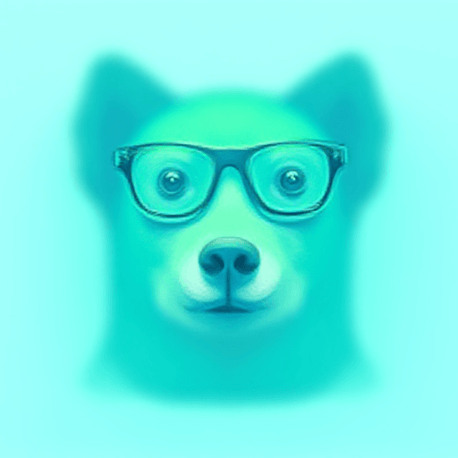 Professional logo design. dog logo with glasses green blue