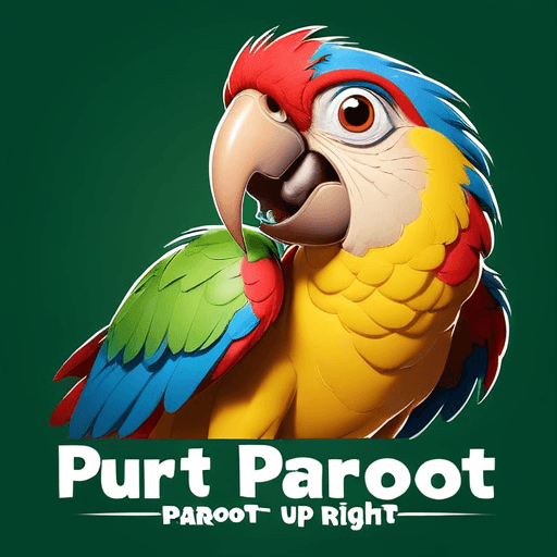 Professional logo design. parrot looking up right, close up , text PaRoot <lora:sdxlbase20:1>