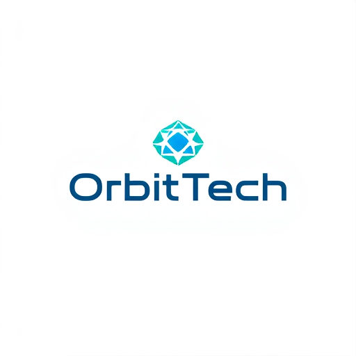 Professional logo design. Design a futuristic logo for "OrbitTech," incorporating geometric shapes and sleek typography.