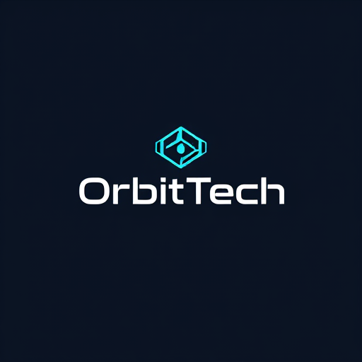 Professional logo design. Design a futuristic logo for "OrbitTech," incorporating geometric shapes and sleek typography.