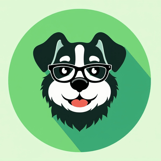 Professional logo design. dog logo with glasses green