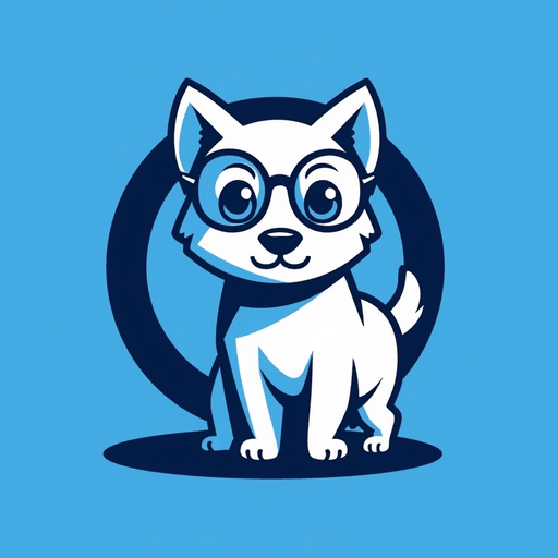 Professional logo design. dog logo with glasses blue