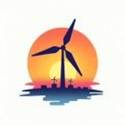 Professional logo design. concept logo of a windmill. colorful sunset theme. with the text 'WindSun'