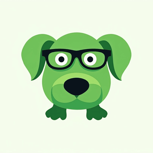 Professional logo design. dog logo with glasses green