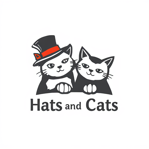 Professional logo design. Hats and cats, wordmark