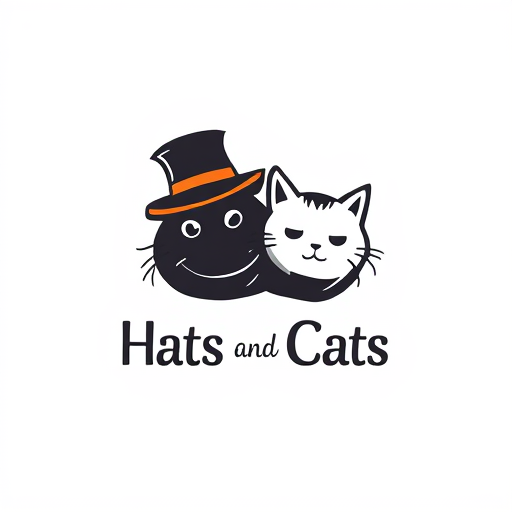 Professional logo design. Hats and cats, wordmark 