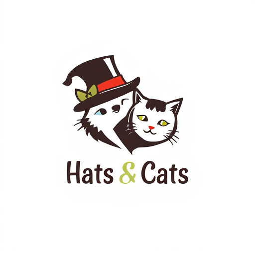 Professional logo design. Hats and cats, wordmark 