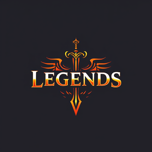 Professional logo design. legendary weapon with text 'Legends'