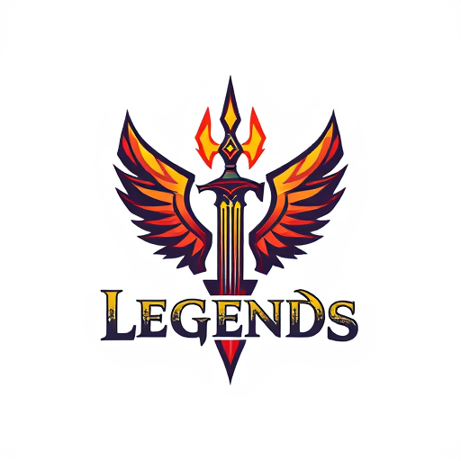 Professional logo design. legendary weapon with text 'Legends'