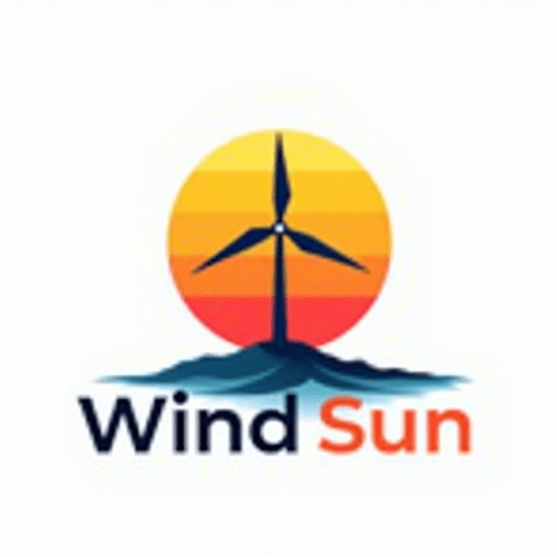 Professional logo design. concept logo of a windmill. colorful sunset theme. with the text 'WindSun'