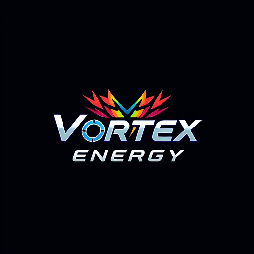 Professional logo design. Design a bold and energetic logo for "Vortex Energy," using sharp lines and vibrant colors.
