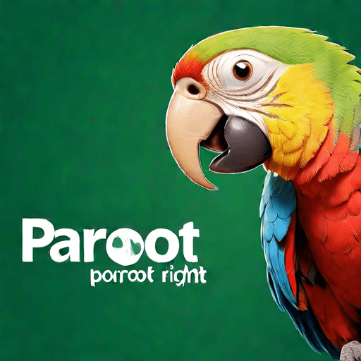 Professional logo design. parrot looking up right, close up , text PaRoot <lora:sdxlbase20:1>