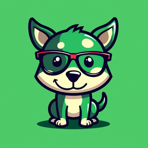 Professional logo design. dog logo with glasses green