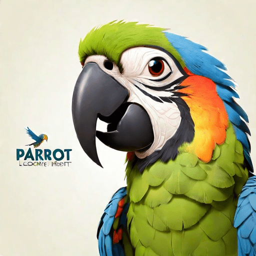 Professional logo design. parrot looking up right, close up , text PaRot <lora:sdxlbase20:1>