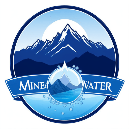 Professional logo design. logo of a mineral water company, with mountains in the background <lora:sdxlbase20:1>