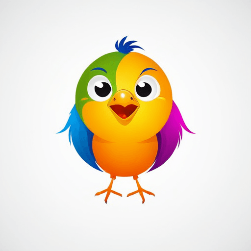 Professional logo design. bird logo, looking sideway and up, face only, add sparks, smile, colorful <lora:sdxlbase20:1>