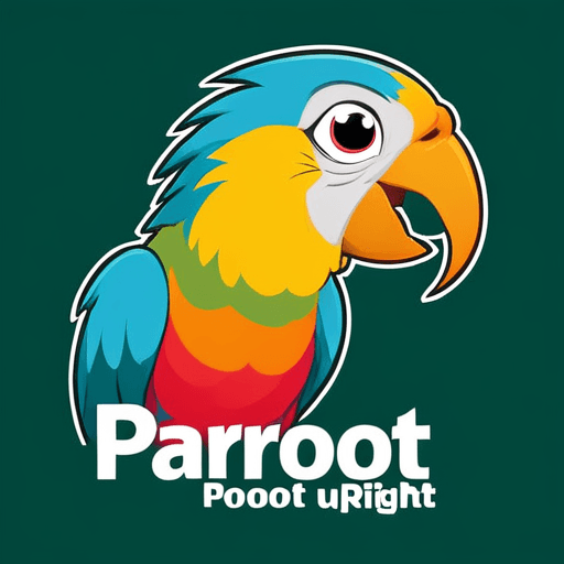 Professional logo design. parrot looking up right, close up , text PaRoot <lora:sdxlbase20:1>