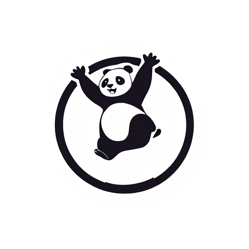 Professional logo design. panda jumping