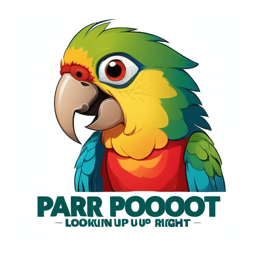 Professional logo design. parrot looking up right, close up , text PaRoot <lora:sdxlbase20:1>
