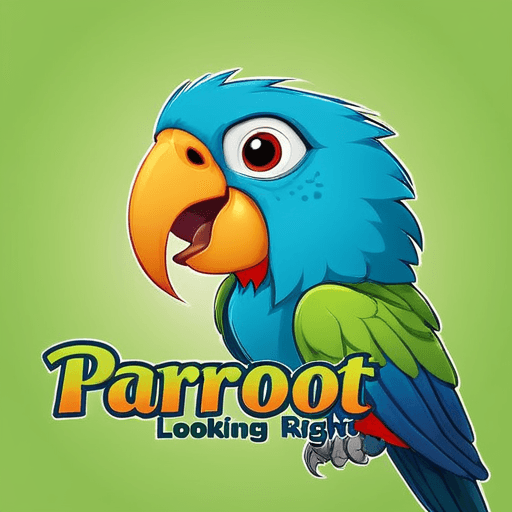 Professional logo design. parrot looking up right, close up , text PaRoot <lora:sdxlbase20:1>