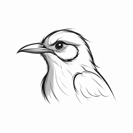 bird sketch looking straight