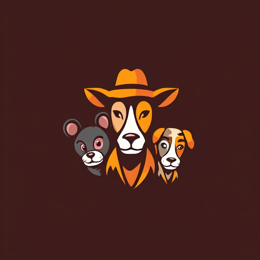 Professional logo design. Hat mouse giraffe dog